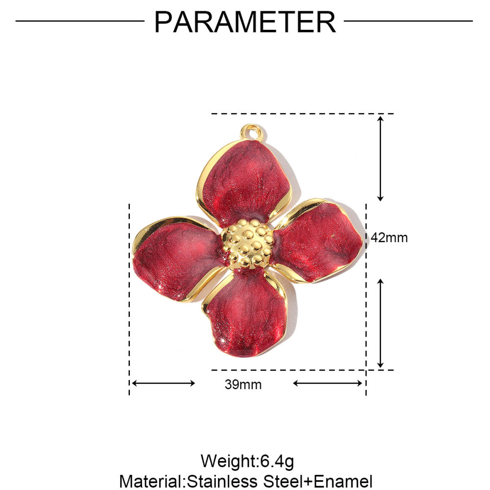 6pcs/pack French Stainless Steel Enamel Flower Earring DIY Charms Women Leaf Clover Necklace Pendant Starfish Jewelry