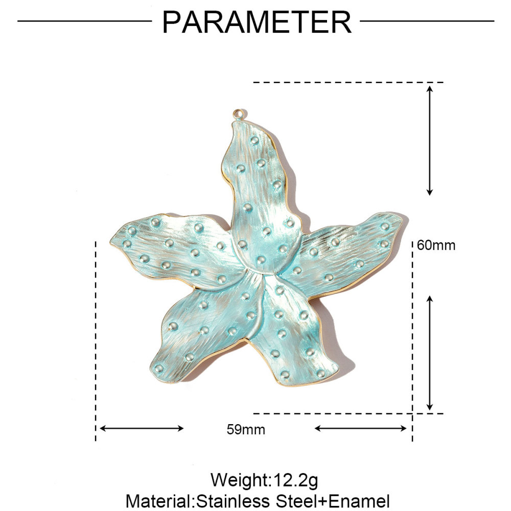 6pcs/pack French Stainless Steel Enamel Flower Earring DIY Charms Women Leaf Clover Necklace Pendant Starfish Jewelry