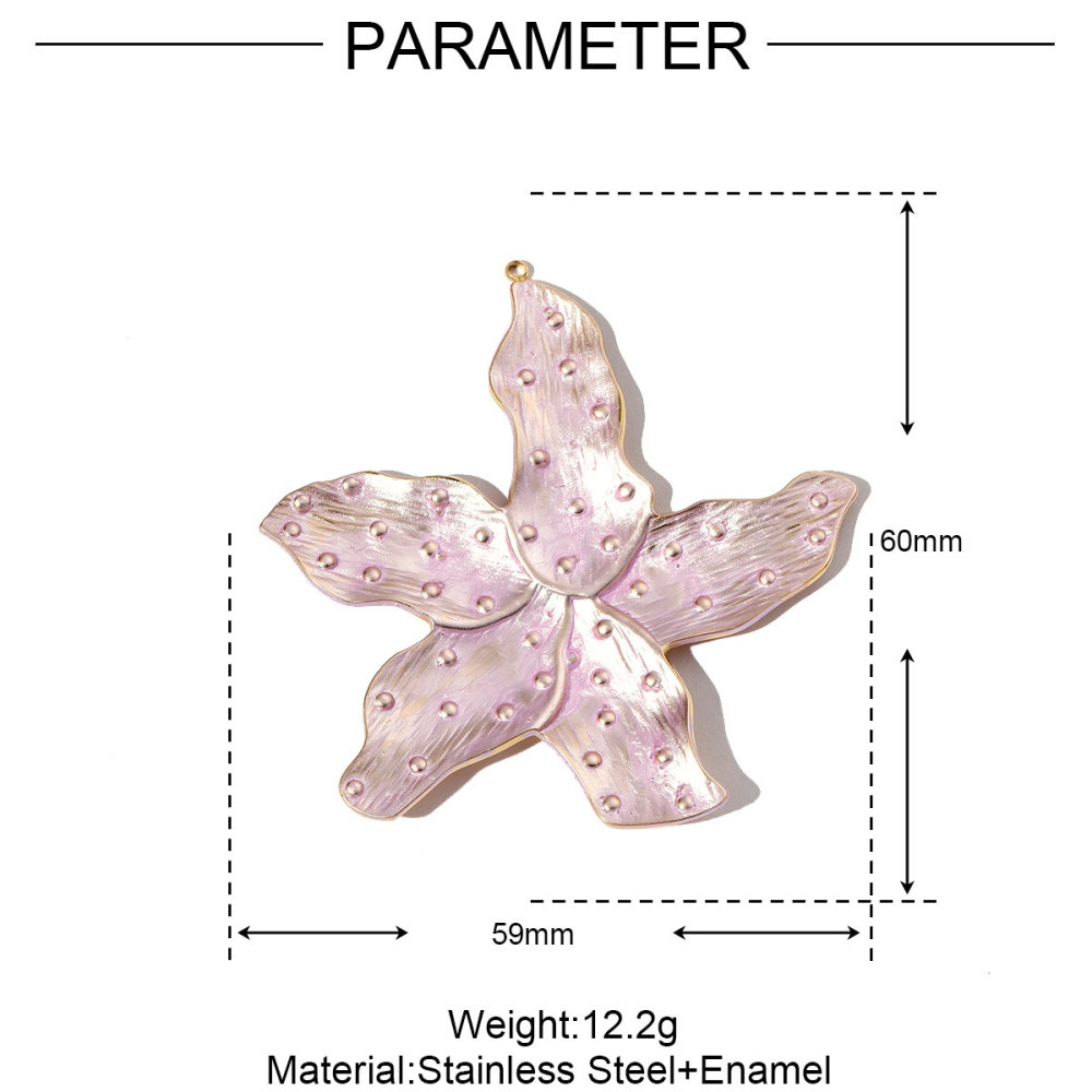 6pcs/pack French Stainless Steel Enamel Flower Earring DIY Charms Women Leaf Clover Necklace Pendant Starfish Jewelry