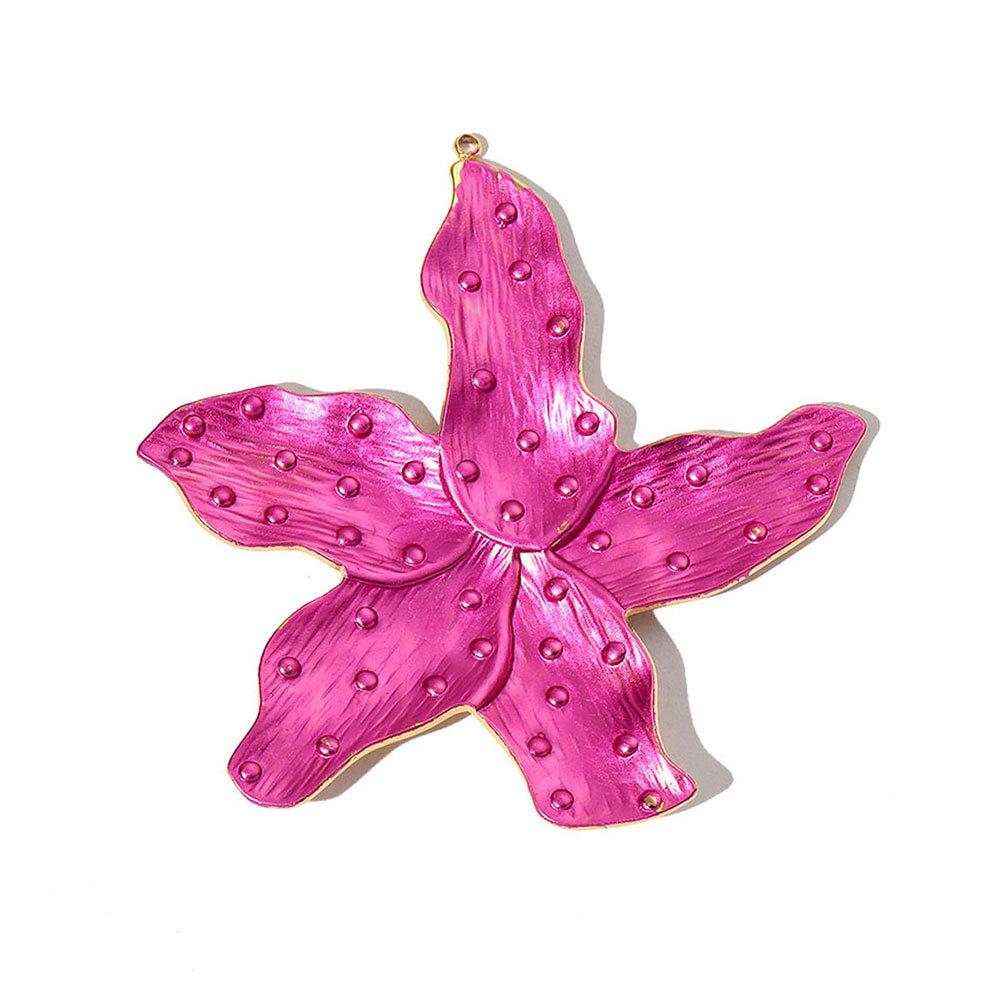 6pcs/pack French Stainless Steel Enamel Flower Earring DIY Charms Women Leaf Clover Necklace Pendant Starfish Jewelry