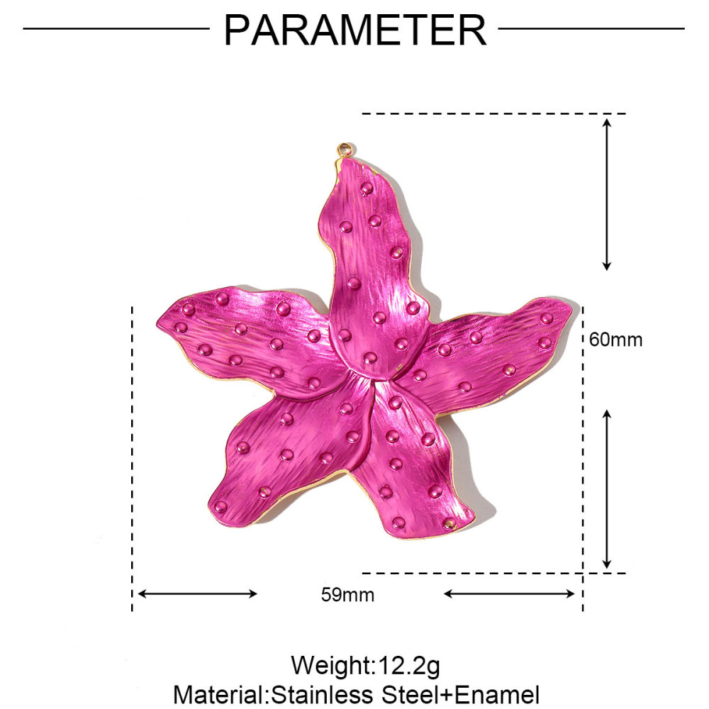 6pcs/pack French Stainless Steel Enamel Flower Earring DIY Charms Women Leaf Clover Necklace Pendant Starfish Jewelry