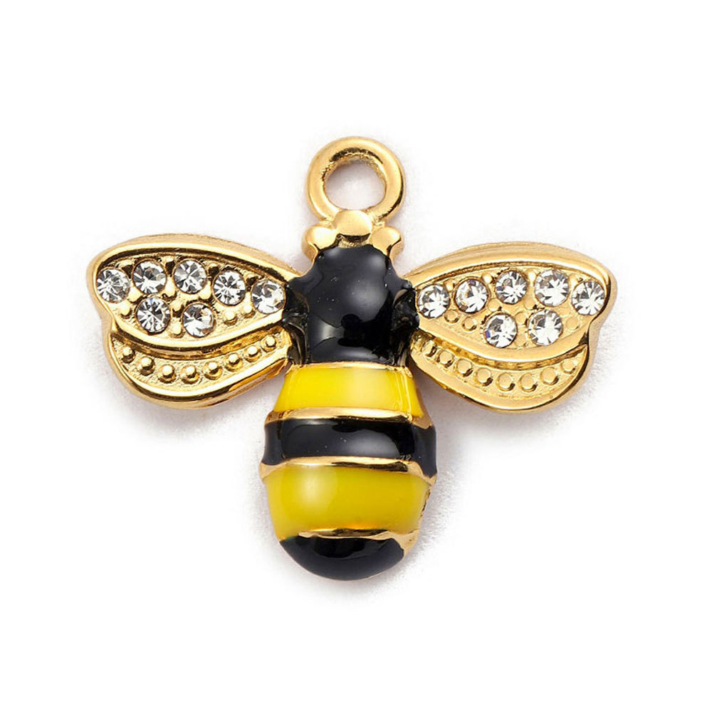 6pcs/pack French Stainless Steel Bee Butterfly Bracelets DIY Charms Women Enamel Humming Bird Necklace Pendant Butterfly Jewelry