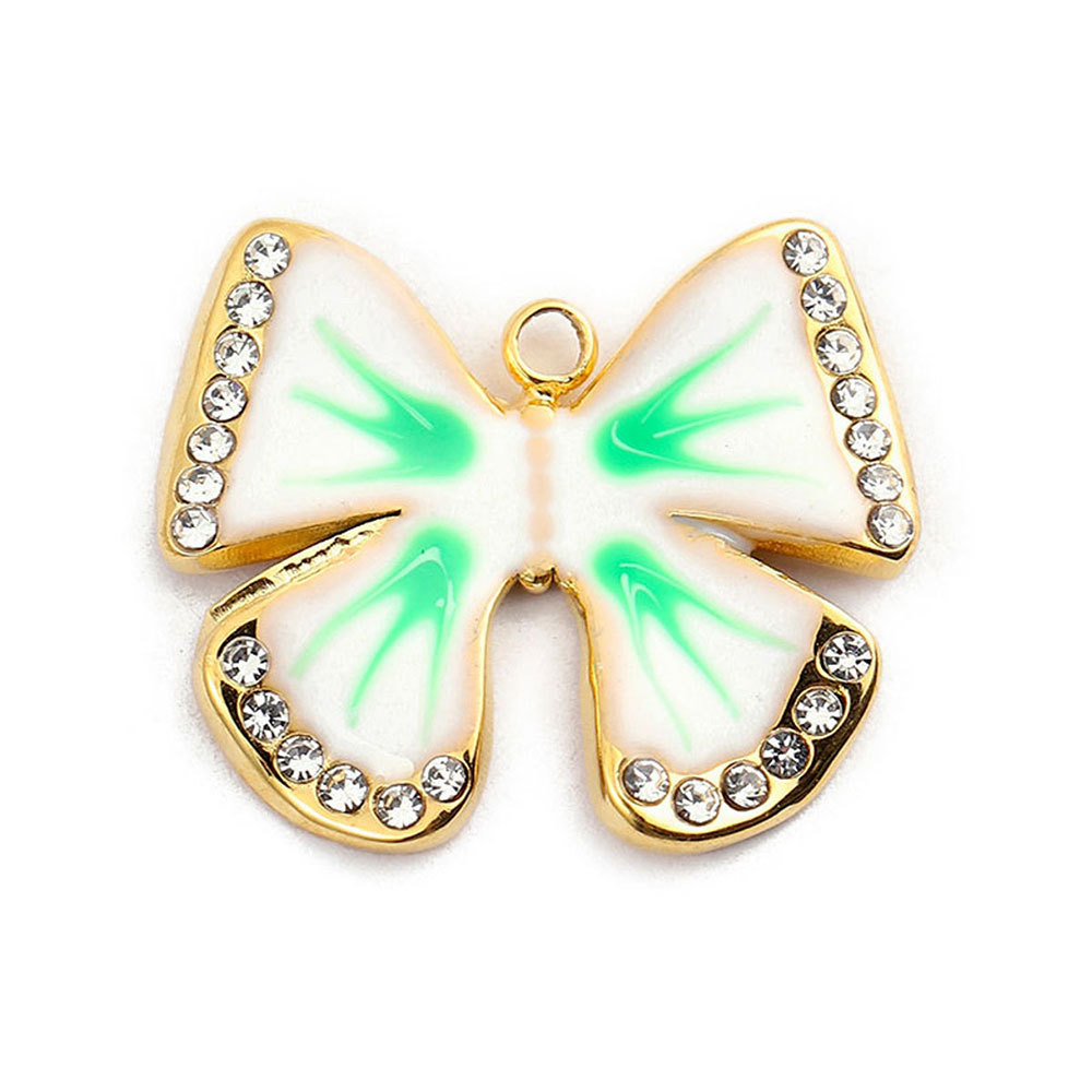 6pcs/pack French Stainless Steel Bee Butterfly Bracelets DIY Charms Women Enamel Humming Bird Necklace Pendant Butterfly Jewelry