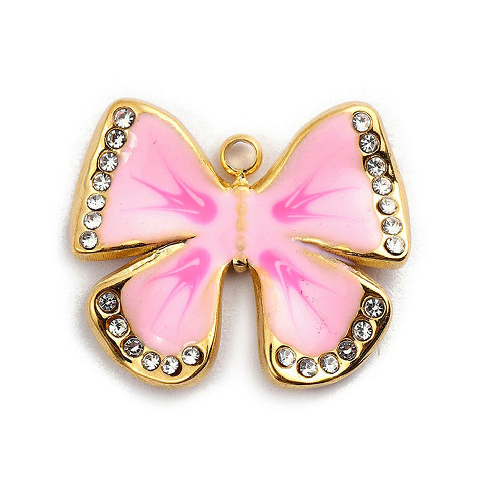 6pcs/pack French Stainless Steel Bee Butterfly Bracelets DIY Charms Women Enamel Humming Bird Necklace Pendant Butterfly Jewelry