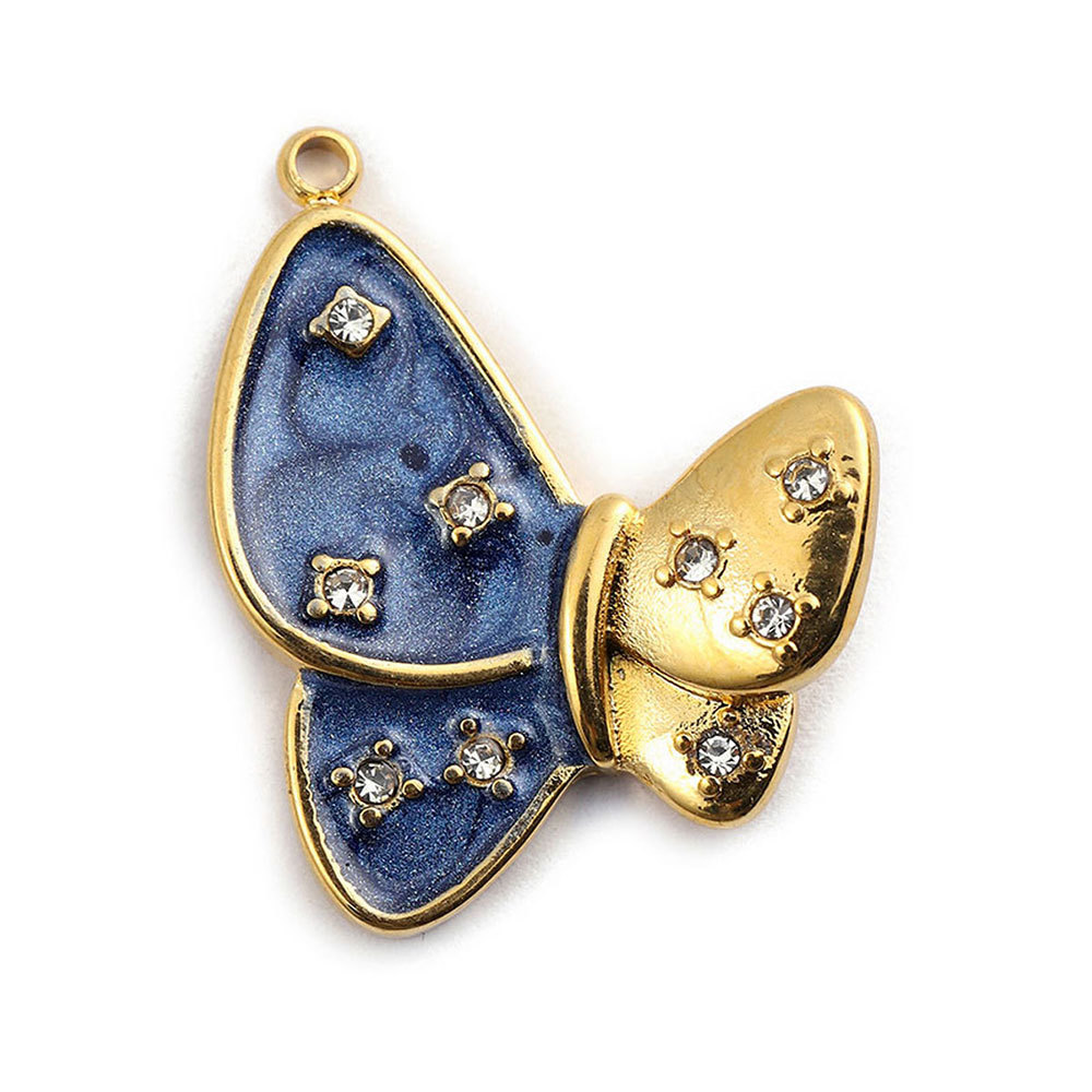 6pcs/pack French Stainless Steel Bee Butterfly Bracelets DIY Charms Women Enamel Humming Bird Necklace Pendant Butterfly Jewelry