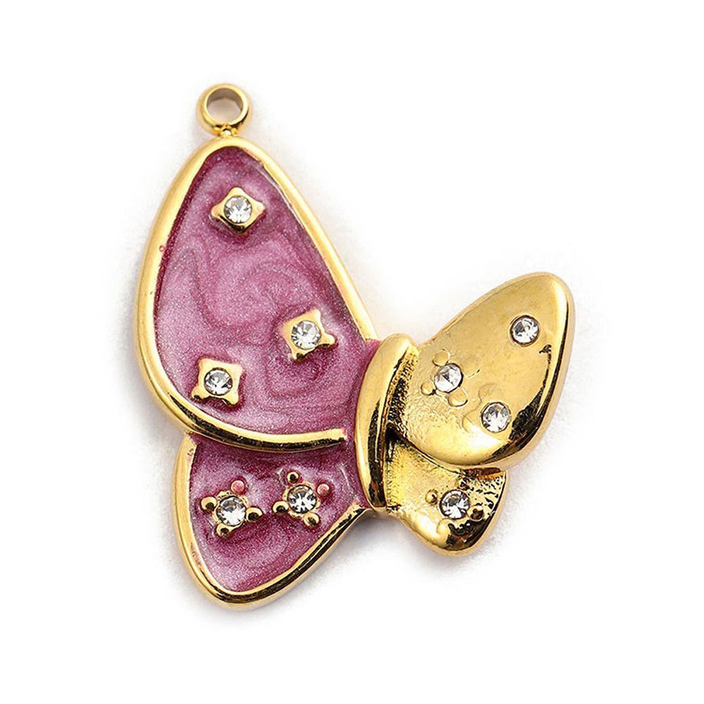 6pcs/pack French Stainless Steel Bee Butterfly Bracelets DIY Charms Women Enamel Humming Bird Necklace Pendant Butterfly Jewelry