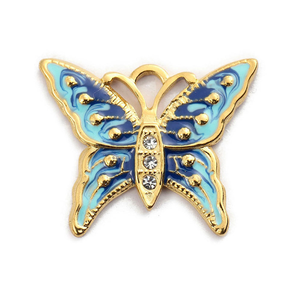 6pcs/pack French Stainless Steel Bee Butterfly Bracelets DIY Charms Women Enamel Humming Bird Necklace Pendant Butterfly Jewelry