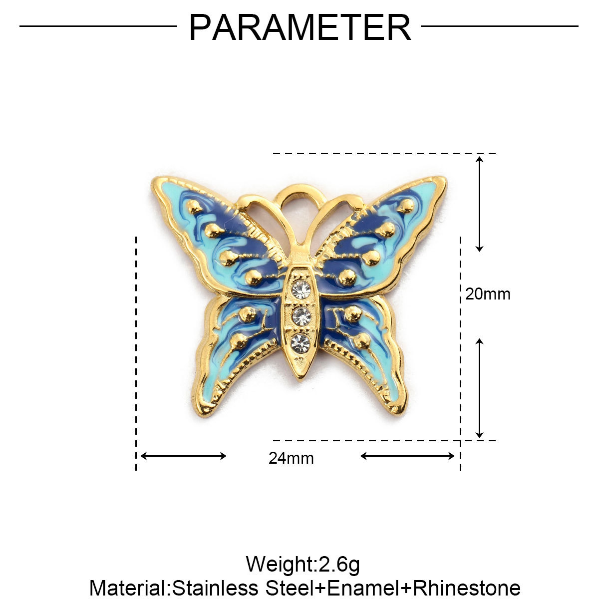 6pcs/pack French Stainless Steel Bee Butterfly Bracelets DIY Charms Women Enamel Humming Bird Necklace Pendant Butterfly Jewelry