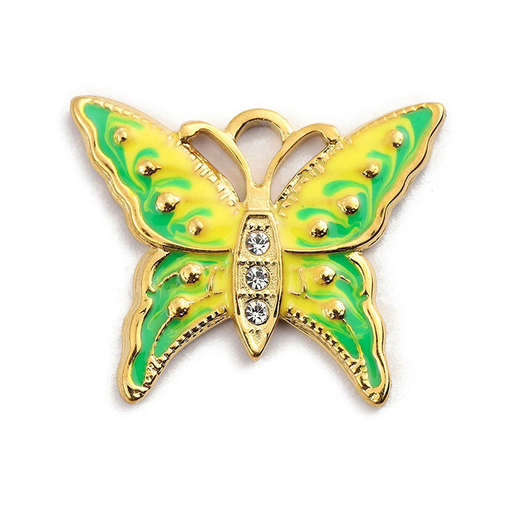 6pcs/pack French Stainless Steel Bee Butterfly Bracelets DIY Charms Women Enamel Humming Bird Necklace Pendant Butterfly Jewelry
