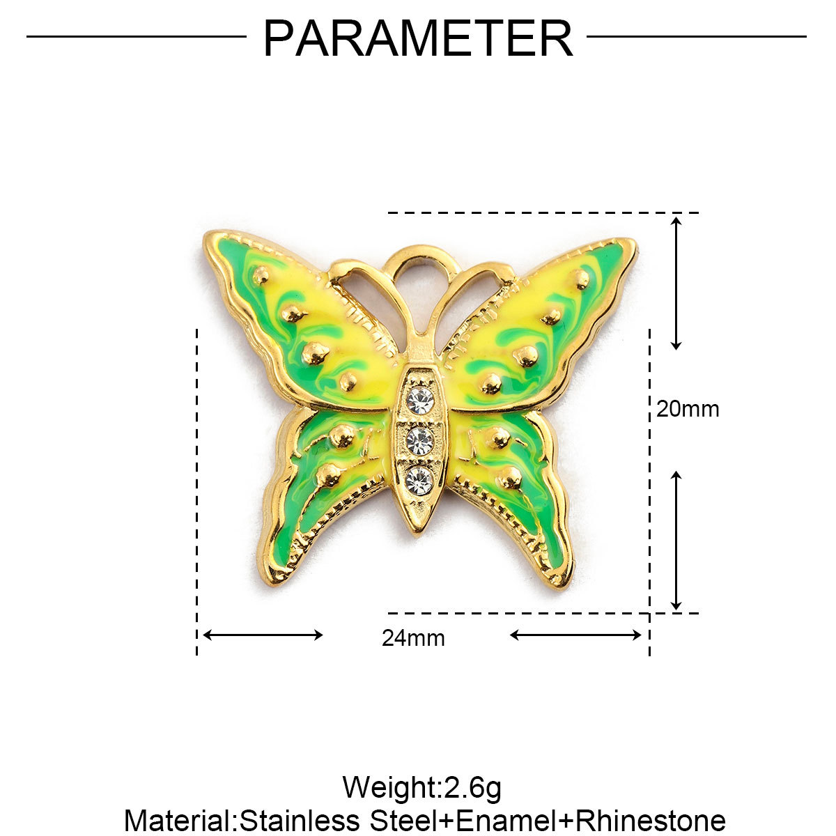 6pcs/pack French Stainless Steel Bee Butterfly Bracelets DIY Charms Women Enamel Humming Bird Necklace Pendant Butterfly Jewelry