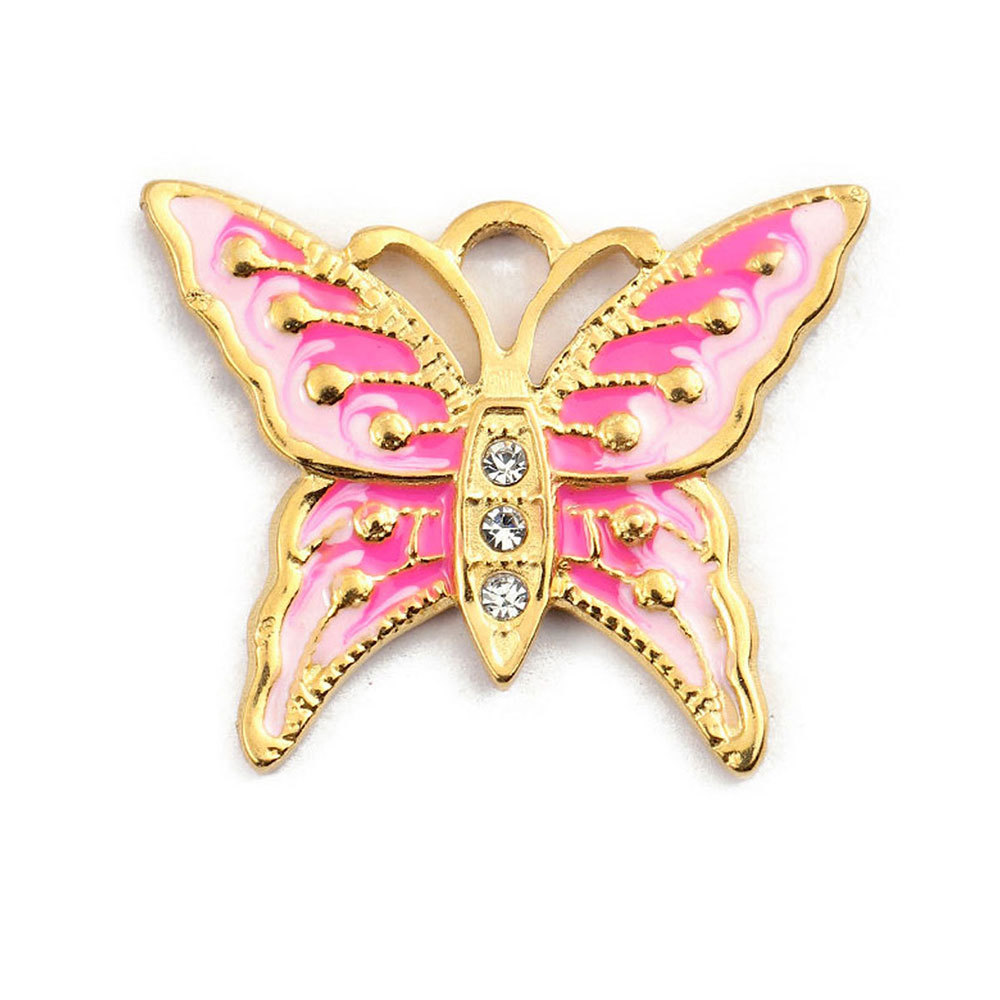 6pcs/pack French Stainless Steel Bee Butterfly Bracelets DIY Charms Women Enamel Humming Bird Necklace Pendant Butterfly Jewelry