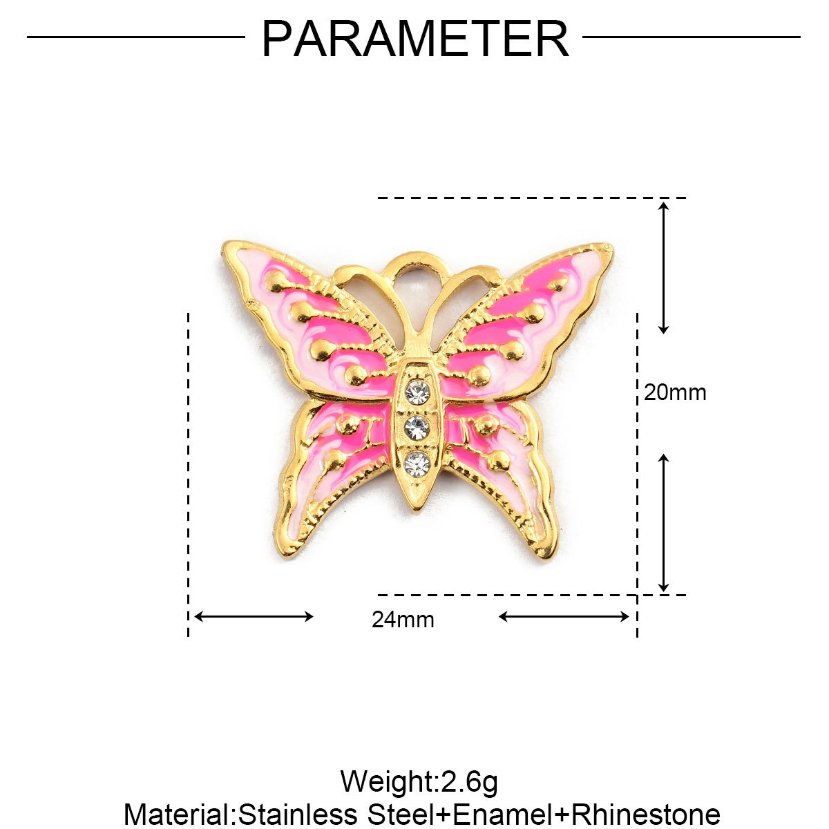 6pcs/pack French Stainless Steel Bee Butterfly Bracelets DIY Charms Women Enamel Humming Bird Necklace Pendant Butterfly Jewelry