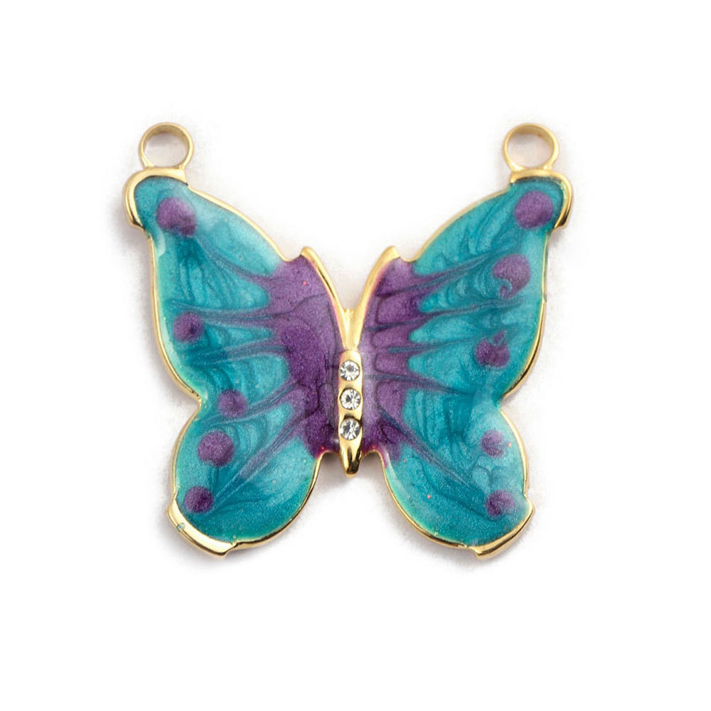 6pcs/pack French Stainless Steel Bee Butterfly Bracelets DIY Charms Women Enamel Humming Bird Necklace Pendant Butterfly Jewelry