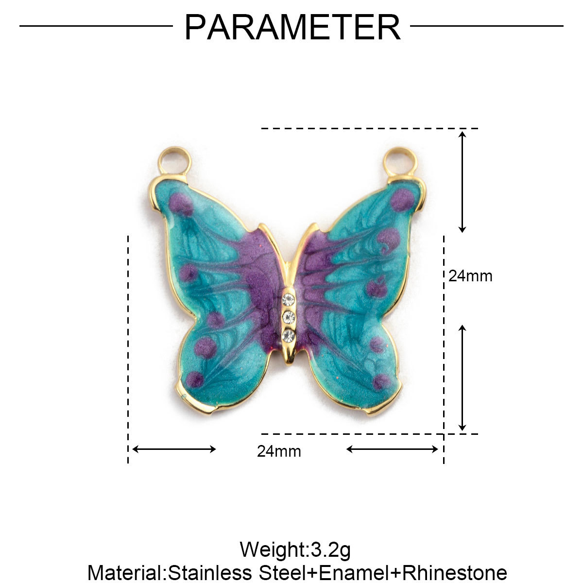 6pcs/pack French Stainless Steel Bee Butterfly Bracelets DIY Charms Women Enamel Humming Bird Necklace Pendant Butterfly Jewelry