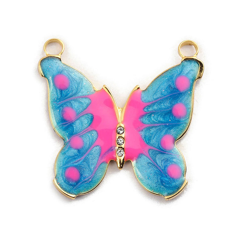 6pcs/pack French Stainless Steel Bee Butterfly Bracelets DIY Charms Women Enamel Humming Bird Necklace Pendant Butterfly Jewelry