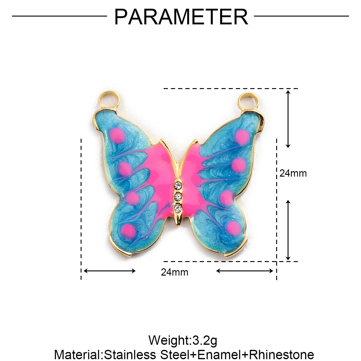 6pcs/pack French Stainless Steel Bee Butterfly Bracelets DIY Charms Women Enamel Humming Bird Necklace Pendant Butterfly Jewelry