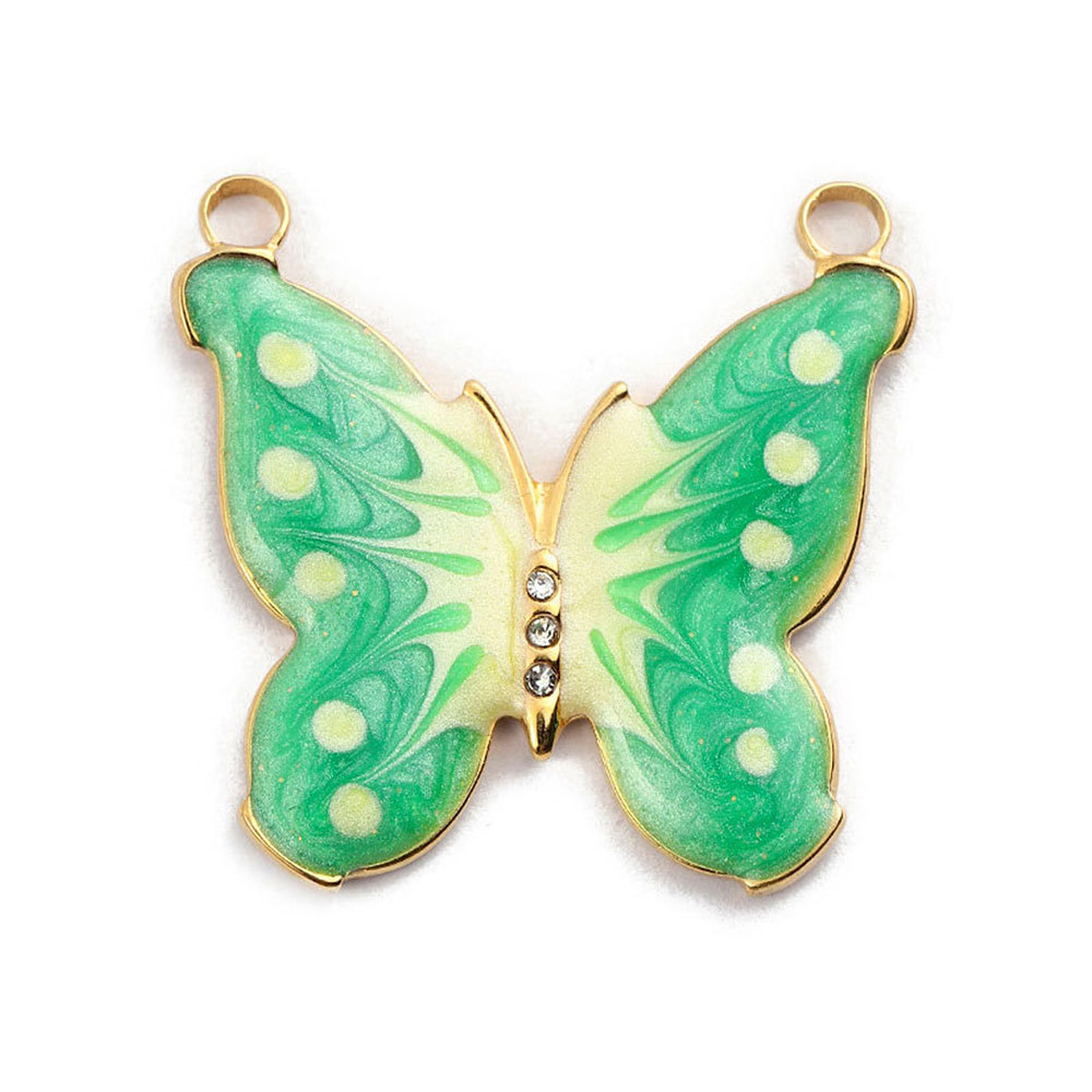 6pcs/pack French Stainless Steel Bee Butterfly Bracelets DIY Charms Women Enamel Humming Bird Necklace Pendant Butterfly Jewelry