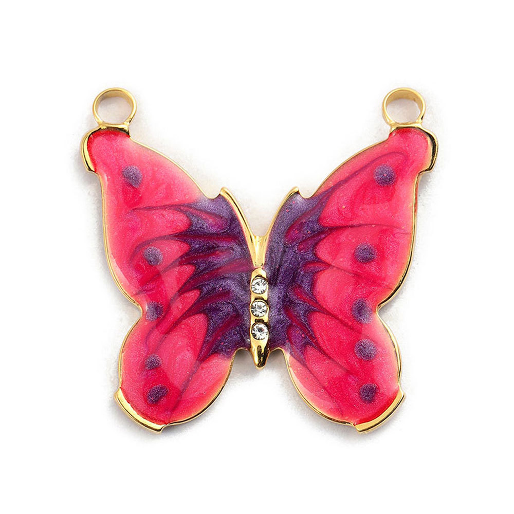 6pcs/pack French Stainless Steel Bee Butterfly Bracelets DIY Charms Women Enamel Humming Bird Necklace Pendant Butterfly Jewelry