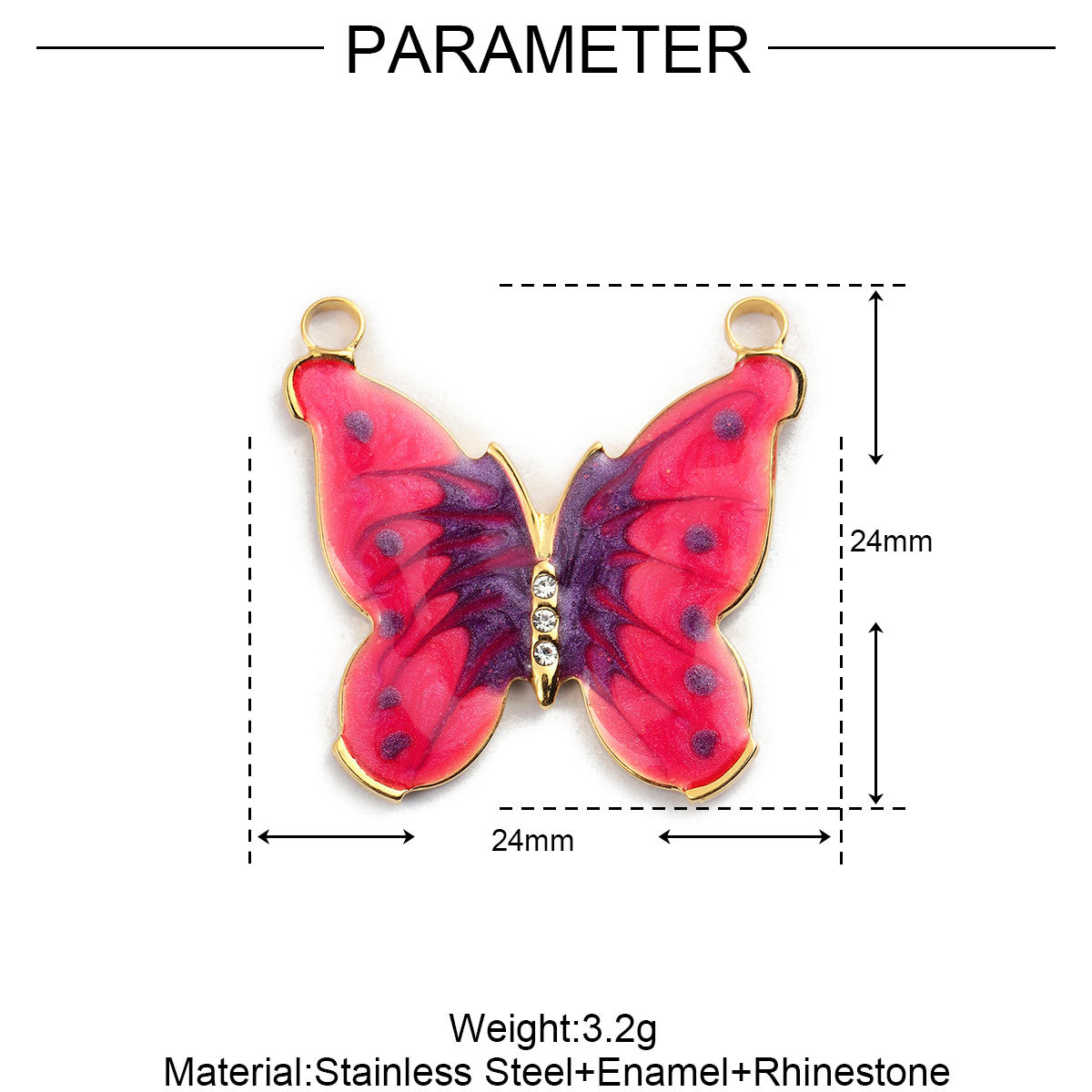 6pcs/pack French Stainless Steel Bee Butterfly Bracelets DIY Charms Women Enamel Humming Bird Necklace Pendant Butterfly Jewelry