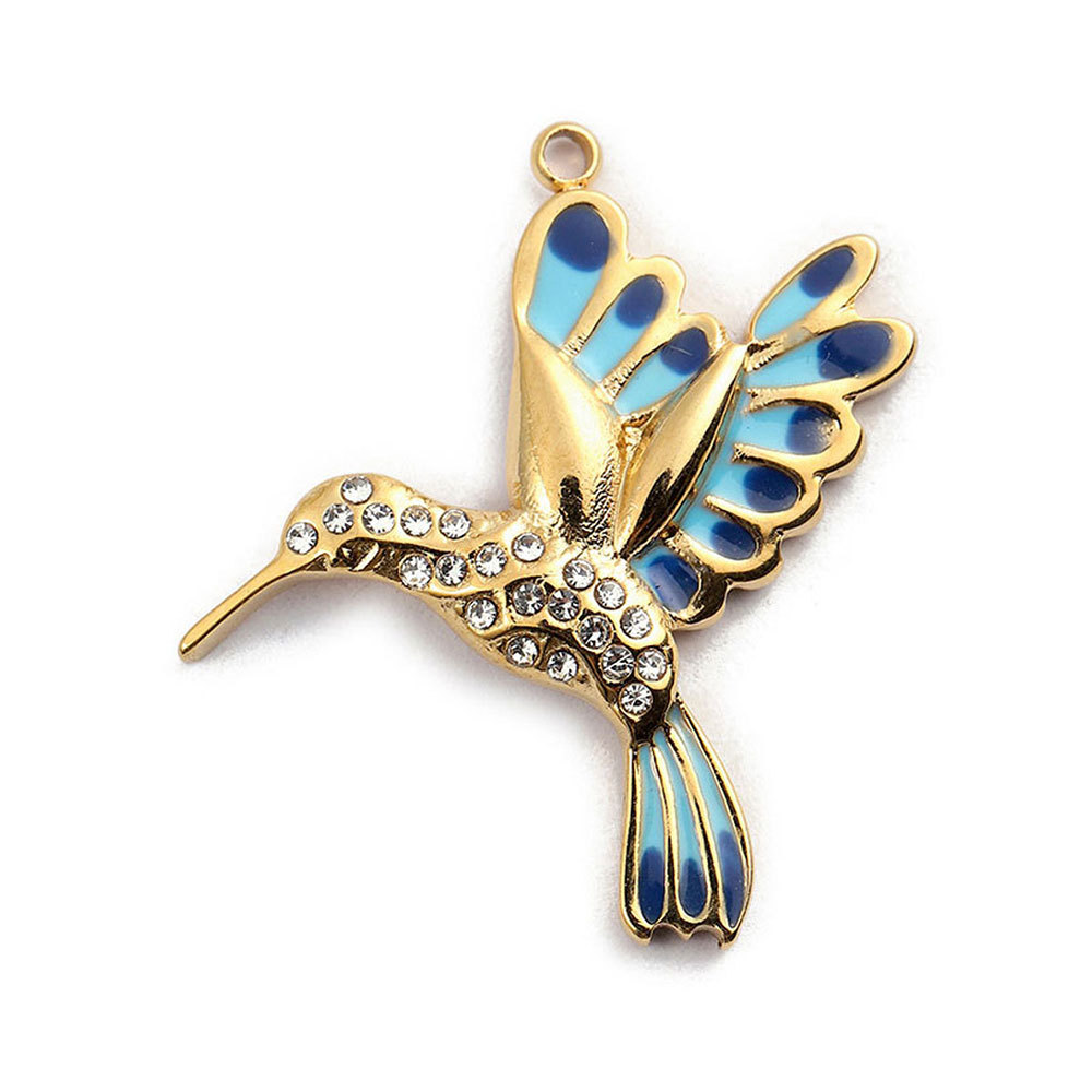 6pcs/pack French Stainless Steel Bee Butterfly Bracelets DIY Charms Women Enamel Humming Bird Necklace Pendant Butterfly Jewelry