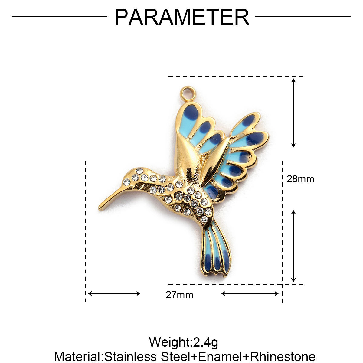 6pcs/pack French Stainless Steel Bee Butterfly Bracelets DIY Charms Women Enamel Humming Bird Necklace Pendant Butterfly Jewelry