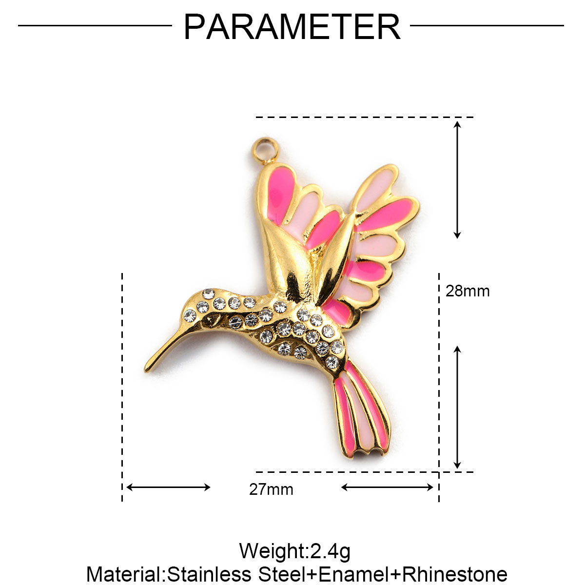 6pcs/pack French Stainless Steel Bee Butterfly Bracelets DIY Charms Women Enamel Humming Bird Necklace Pendant Butterfly Jewelry