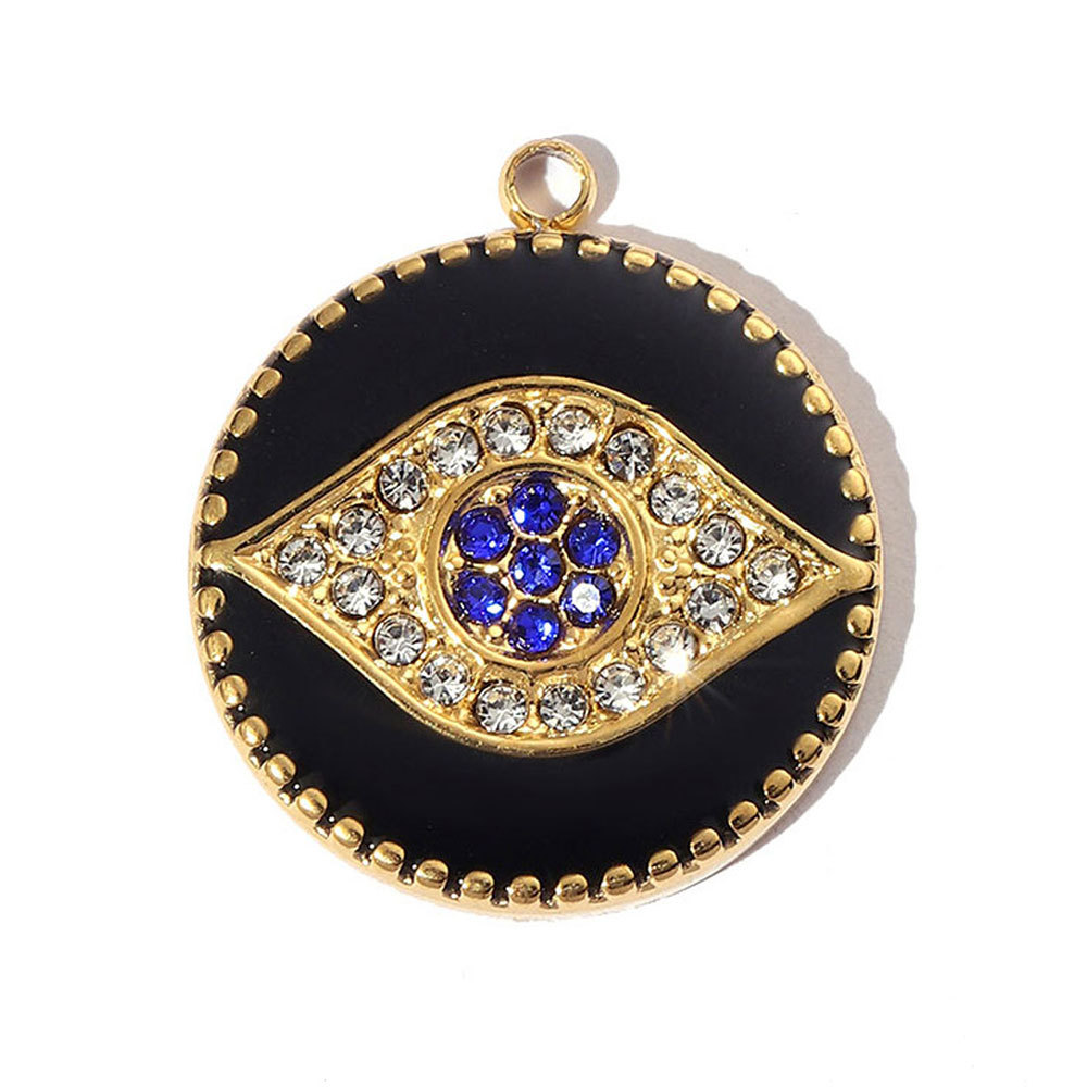 6pcs/pack French Enamel Eye Stainless Steel Bracelet DIY Charms Women Love Heart Necklace Pendant Religious Jewelry