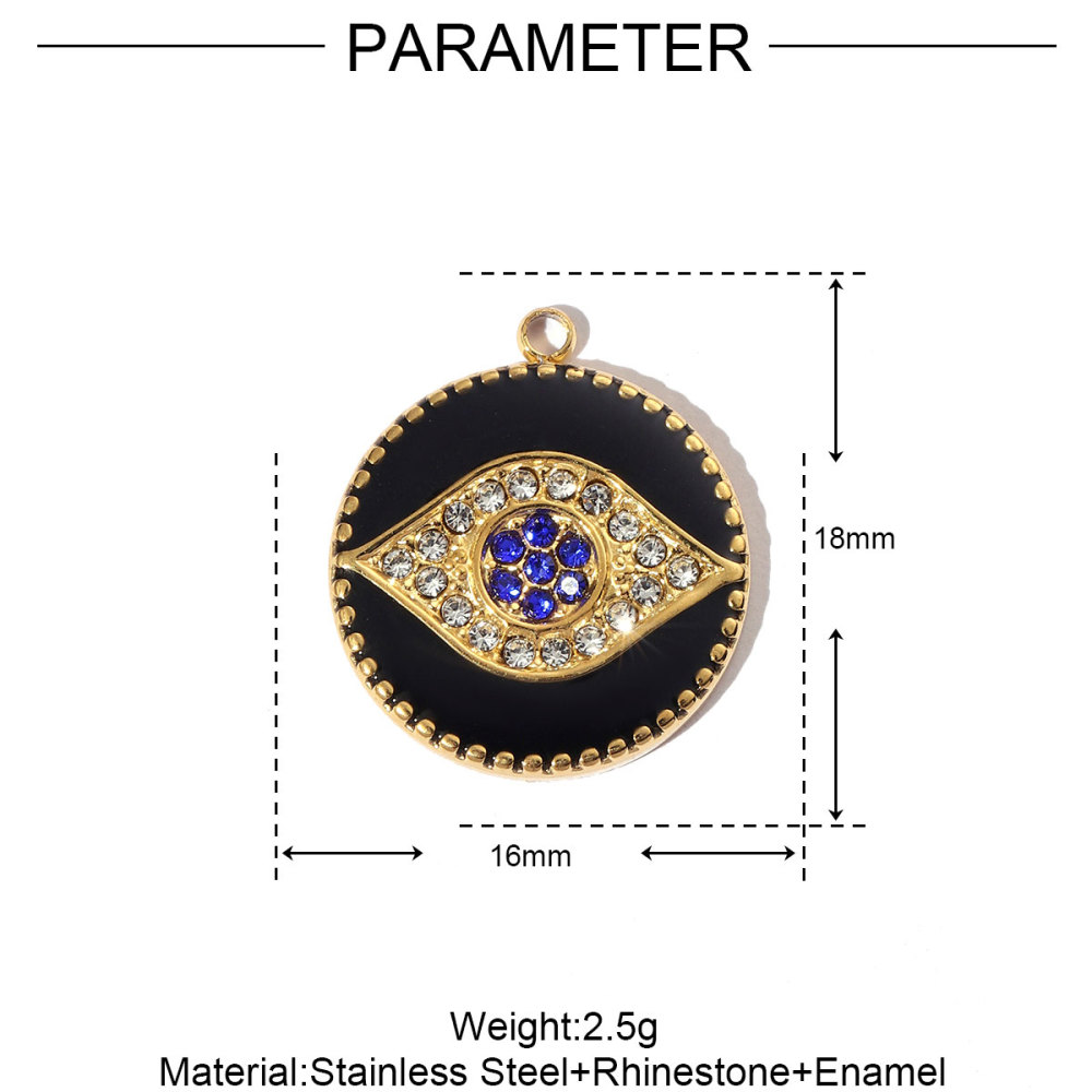 6pcs/pack French Enamel Eye Stainless Steel Bracelet DIY Charms Women Love Heart Necklace Pendant Religious Jewelry