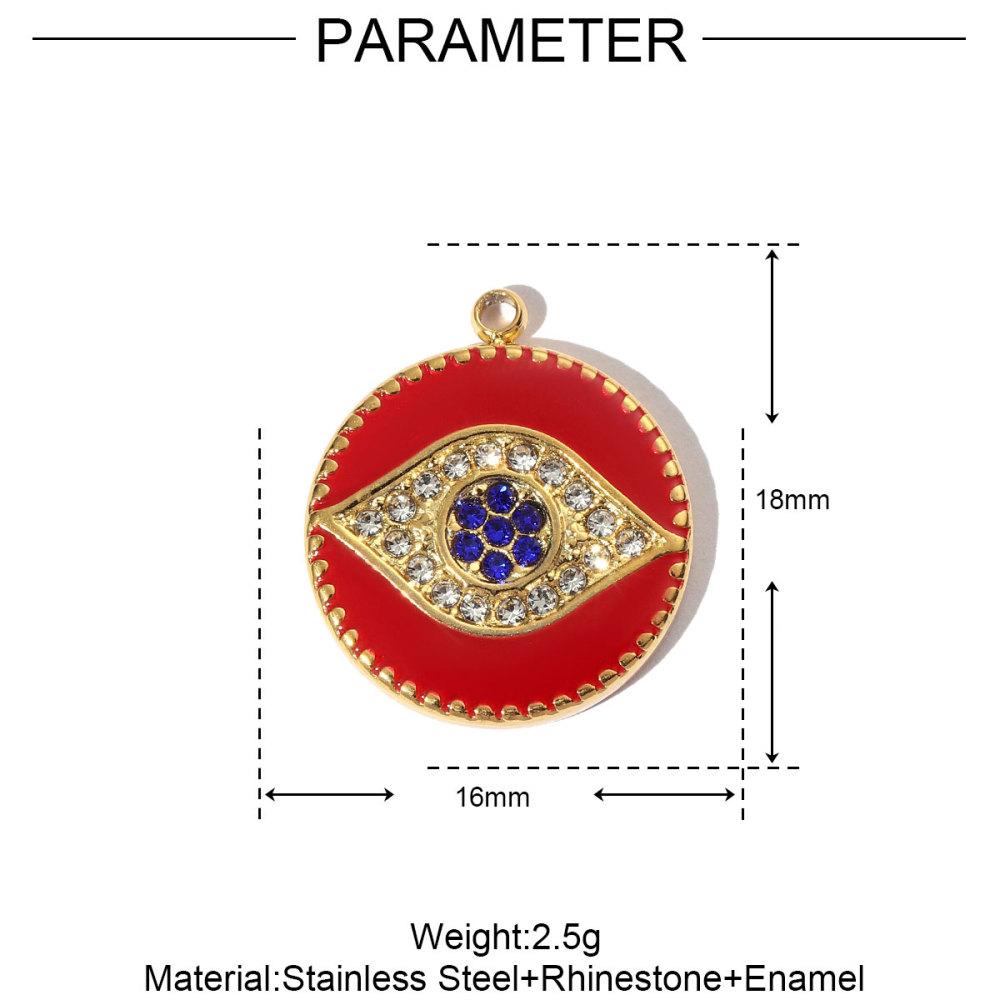 6pcs/pack French Enamel Eye Stainless Steel Bracelet DIY Charms Women Love Heart Necklace Pendant Religious Jewelry