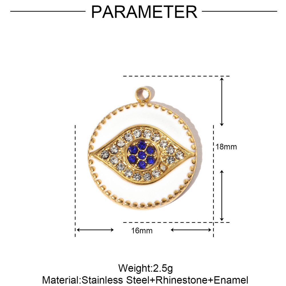 6pcs/pack French Enamel Eye Stainless Steel Bracelet DIY Charms Women Love Heart Necklace Pendant Religious Jewelry
