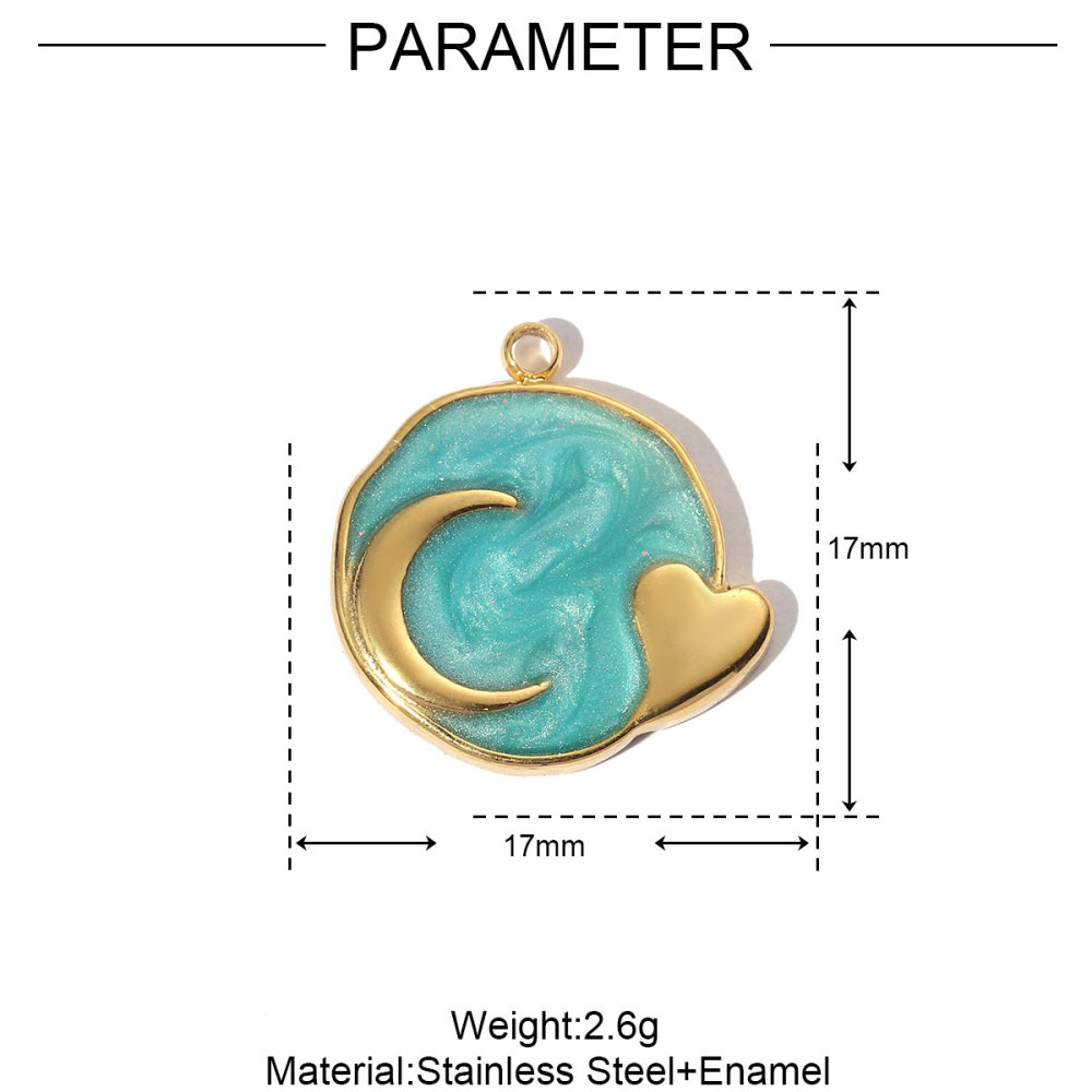 6pcs/pack Geometric Life Tree Stainless Steel Earring DIY Charms Women Enamle Love Heart Necklace Pendant Moon Jewelry
