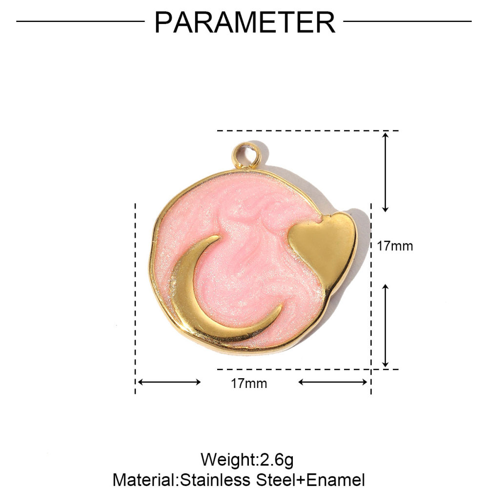 6pcs/pack Geometric Life Tree Stainless Steel Earring DIY Charms Women Enamle Love Heart Necklace Pendant Moon Jewelry