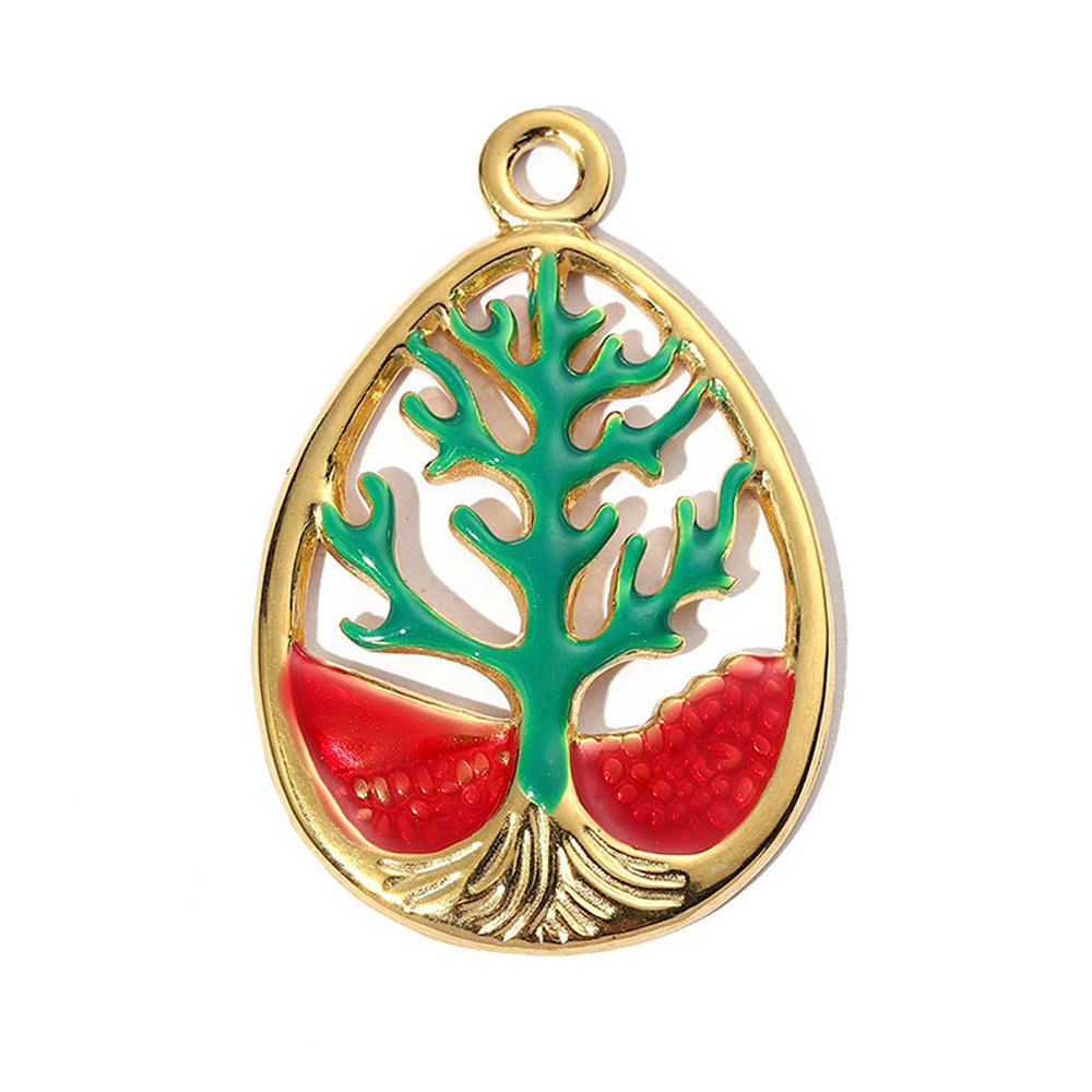 6pcs/pack Geometric Life Tree Stainless Steel Earring DIY Charms Women Enamle Love Heart Necklace Pendant Moon Jewelry