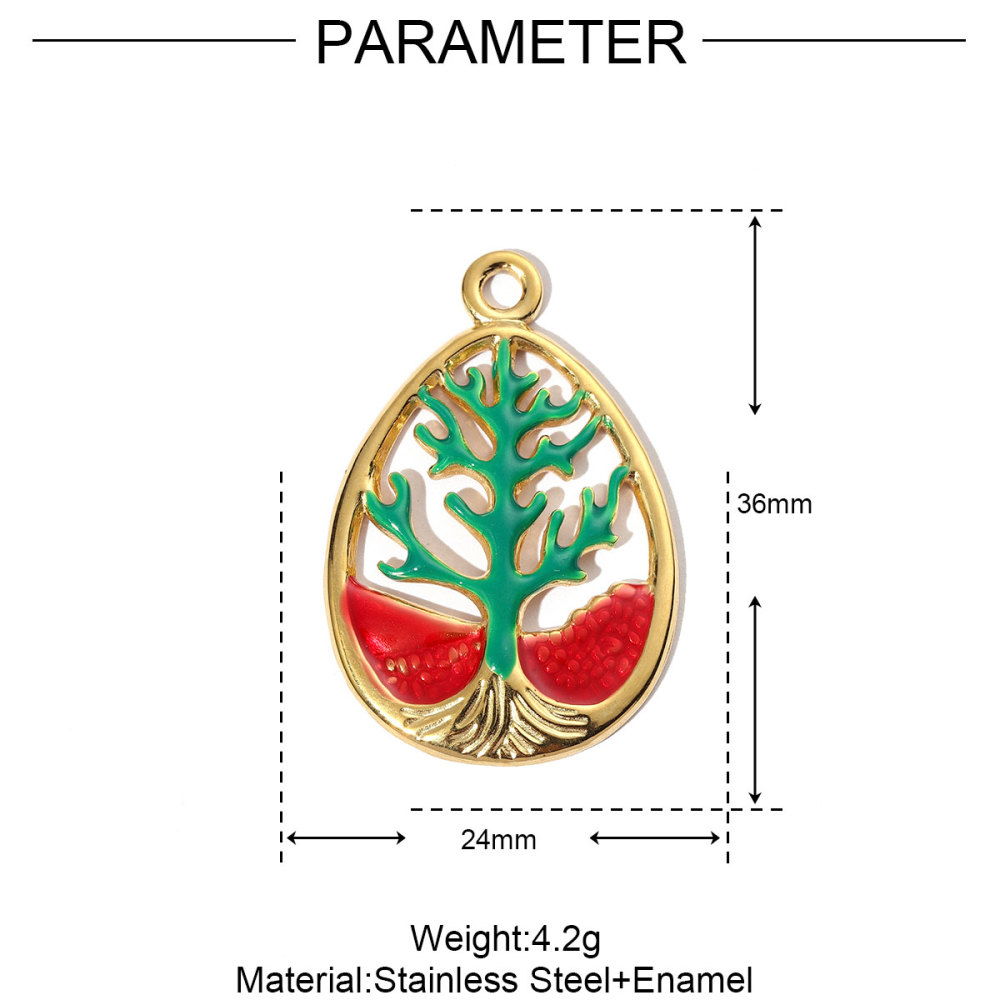 6pcs/pack Geometric Life Tree Stainless Steel Earring DIY Charms Women Enamle Love Heart Necklace Pendant Moon Jewelry
