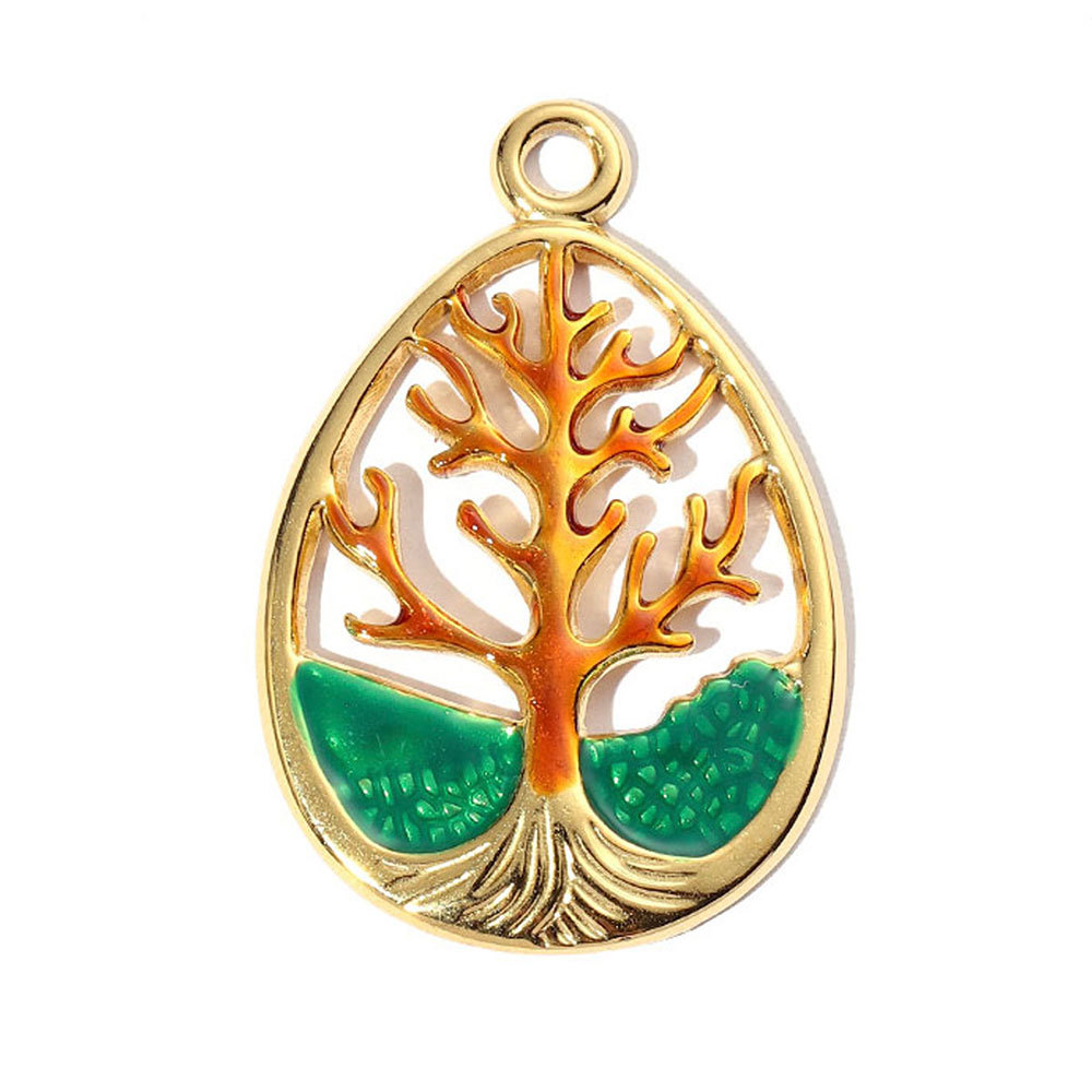 6pcs/pack Geometric Life Tree Stainless Steel Earring DIY Charms Women Enamle Love Heart Necklace Pendant Moon Jewelry
