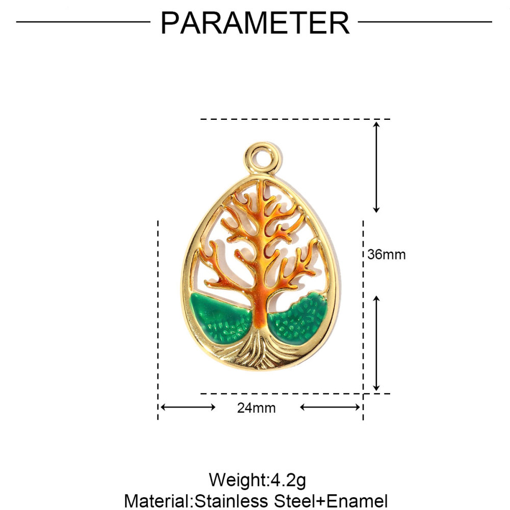 6pcs/pack Geometric Life Tree Stainless Steel Earring DIY Charms Women Enamle Love Heart Necklace Pendant Moon Jewelry