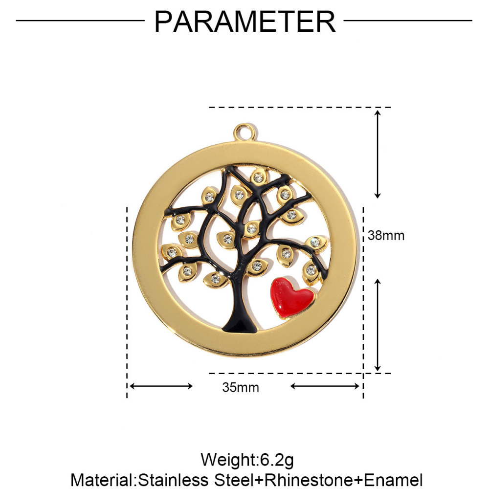 6pcs/pack Geometric Life Tree Stainless Steel Earring DIY Charms Women Enamle Love Heart Necklace Pendant Moon Jewelry