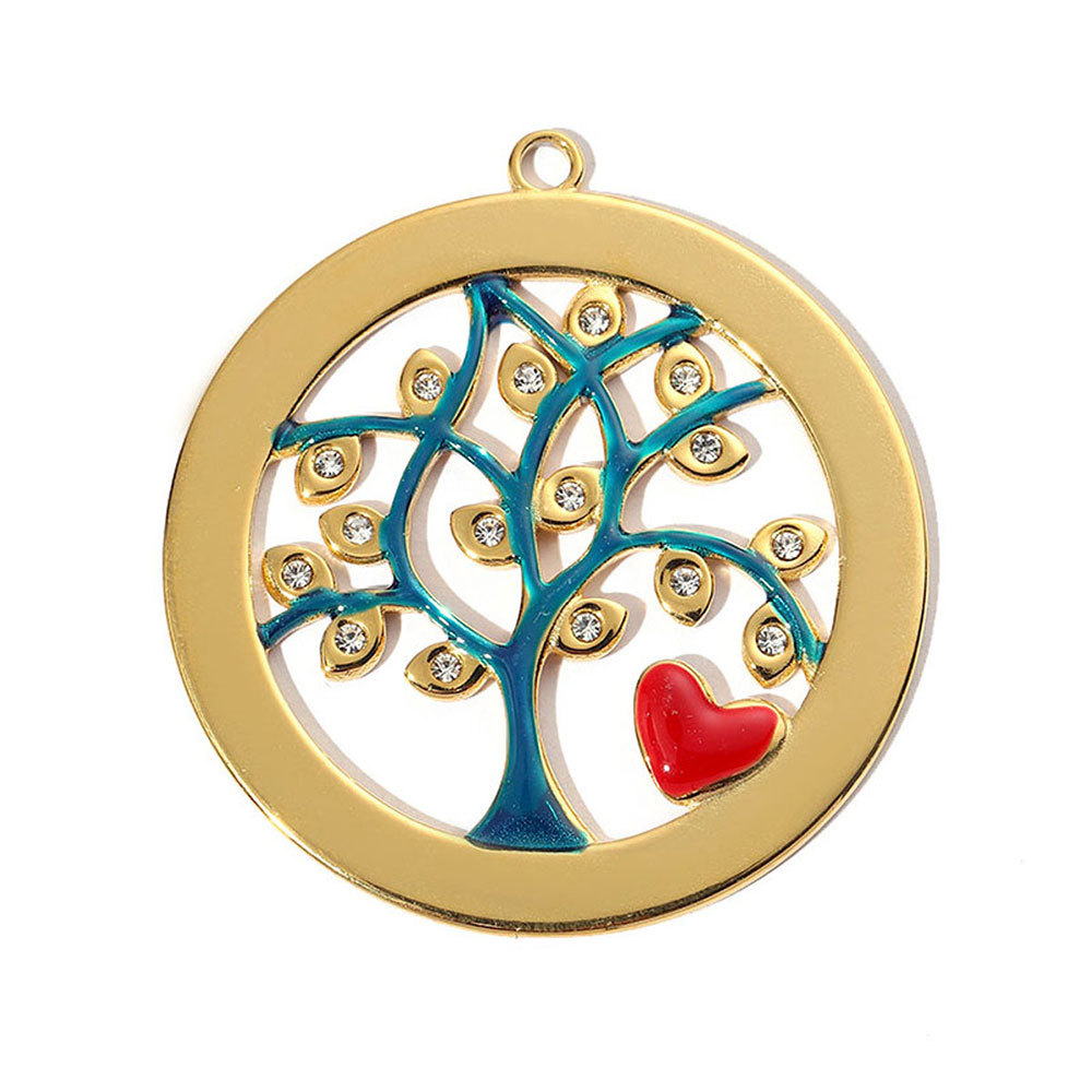 6pcs/pack Geometric Life Tree Stainless Steel Earring DIY Charms Women Enamle Love Heart Necklace Pendant Moon Jewelry