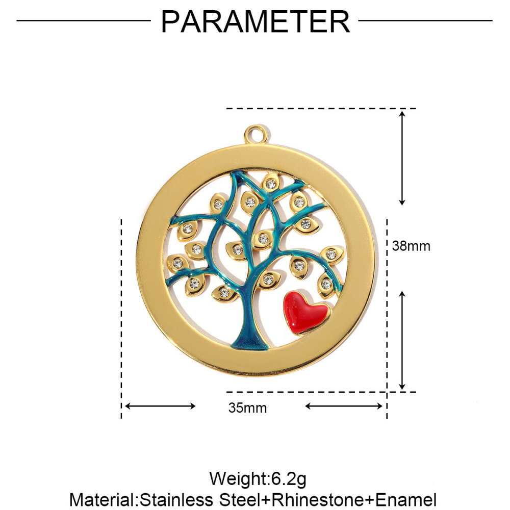 6pcs/pack Geometric Life Tree Stainless Steel Earring DIY Charms Women Enamle Love Heart Necklace Pendant Moon Jewelry