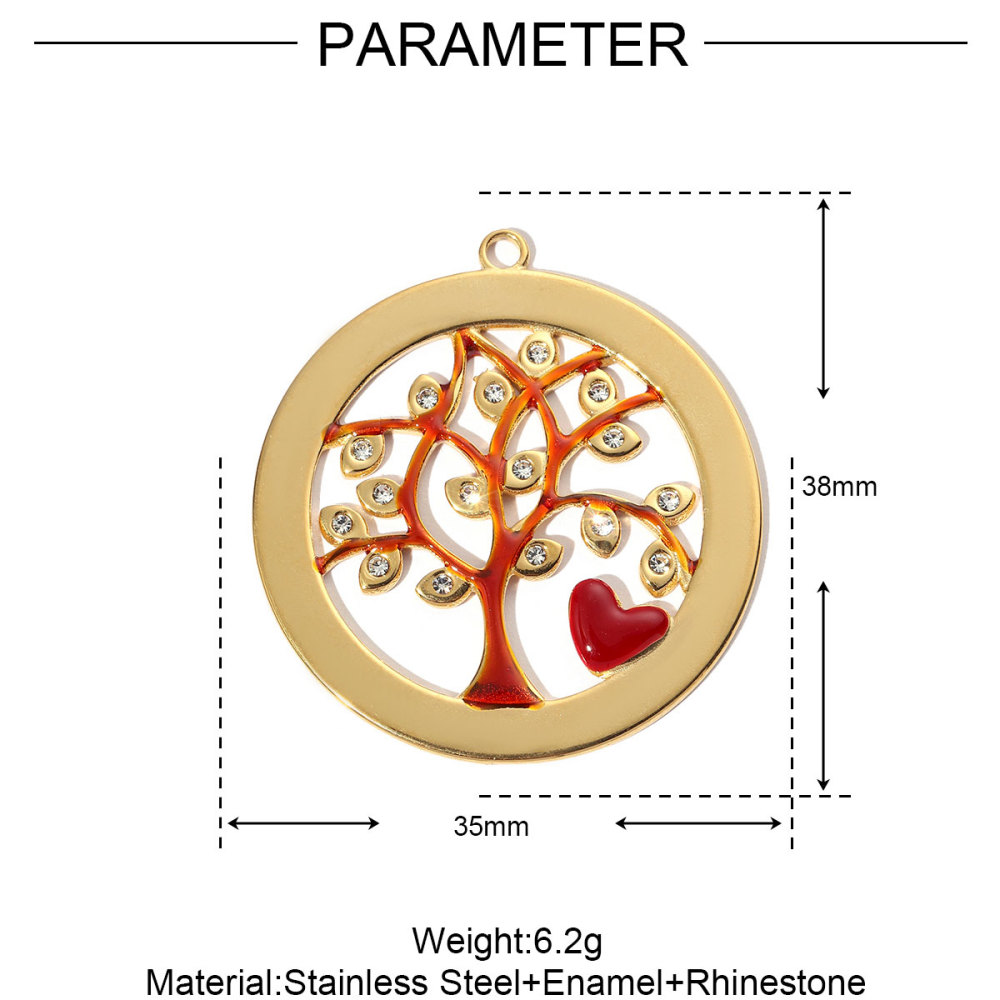 6pcs/pack Geometric Life Tree Stainless Steel Earring DIY Charms Women Enamle Love Heart Necklace Pendant Moon Jewelry