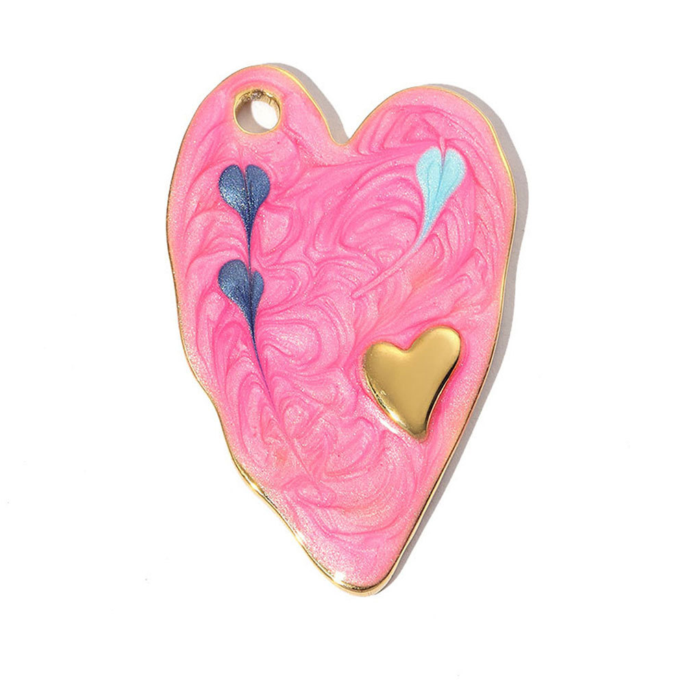 6pcs/pack Stainless Steel Enamel Love Earring DIY Charm Women Colorful Heart Necklace Pendant Waterdrop Natural Stone Jewelry