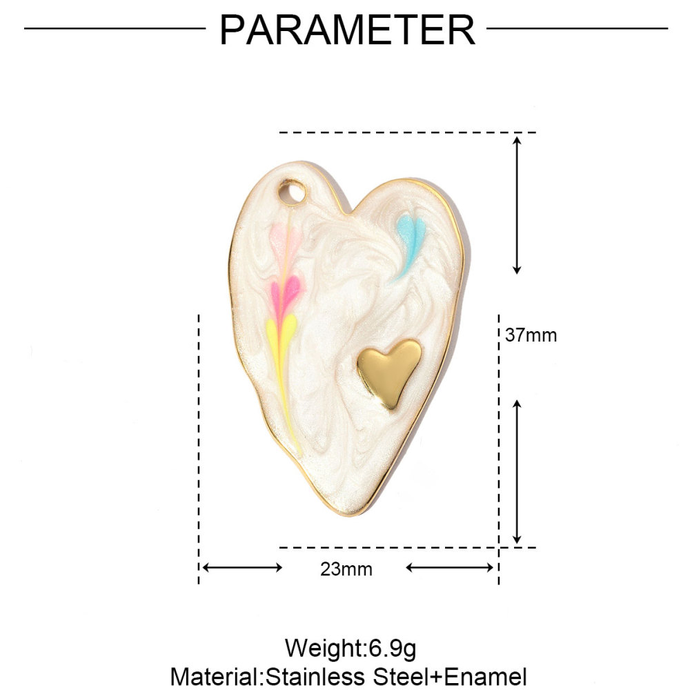 6pcs/pack Stainless Steel Enamel Love Earring DIY Charm Women Colorful Heart Necklace Pendant Waterdrop Natural Stone Jewelry