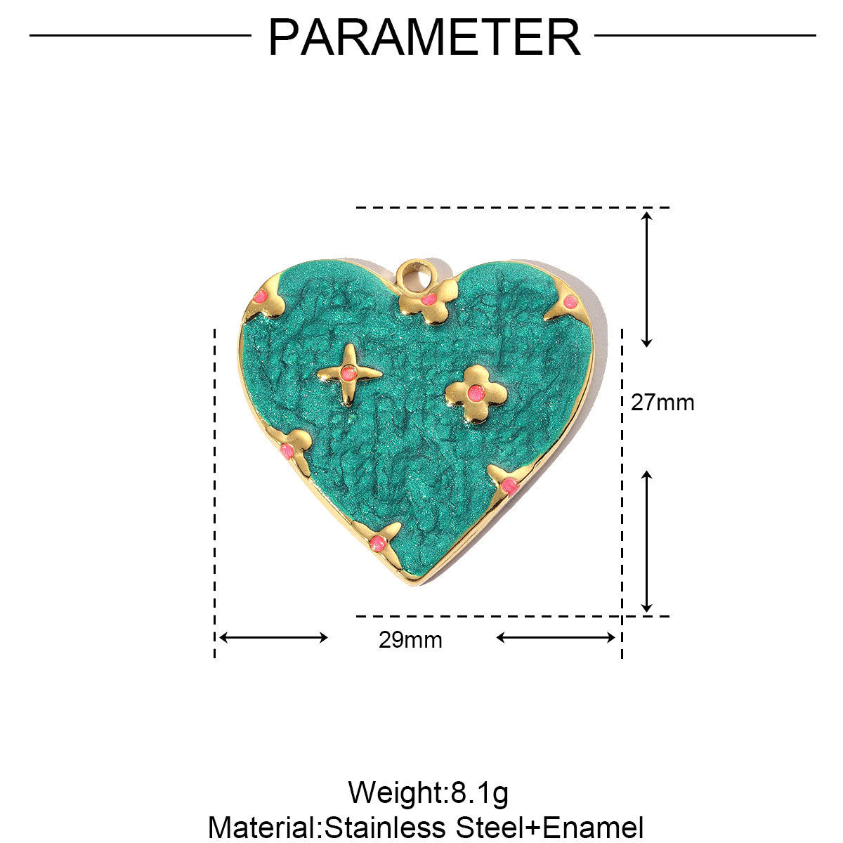 6pcs/pack Stainless Steel Enamel Love Earring DIY Charm Women Colorful Heart Necklace Pendant Waterdrop Natural Stone Jewelry