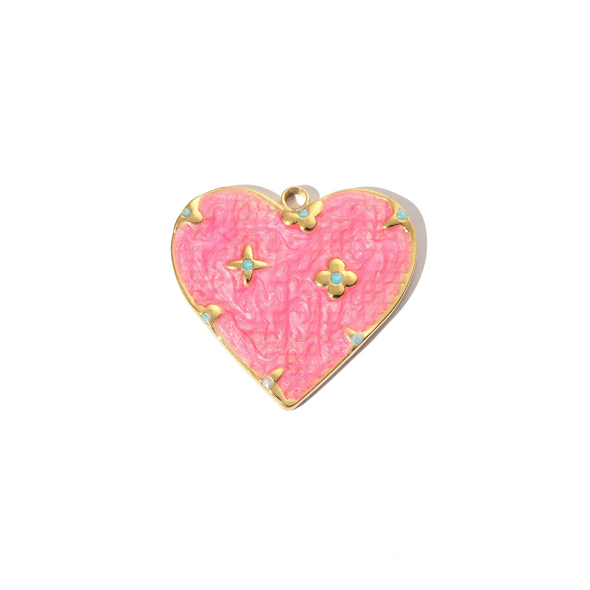 6pcs/pack Stainless Steel Enamel Love Earring DIY Charm Women Colorful Heart Necklace Pendant Waterdrop Natural Stone Jewelry