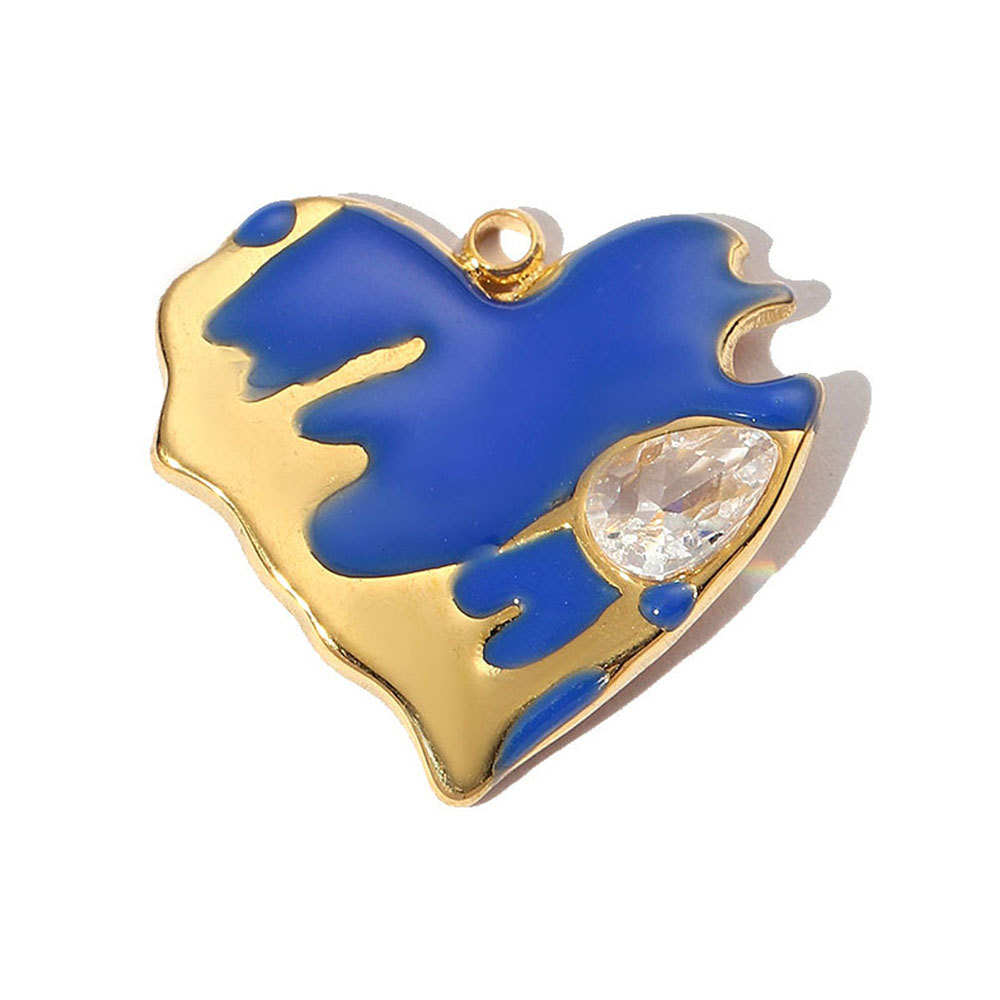 6pcs/pack Stainless Steel Enamel Love Earring DIY Charm Women Colorful Heart Necklace Pendant Waterdrop Natural Stone Jewelry