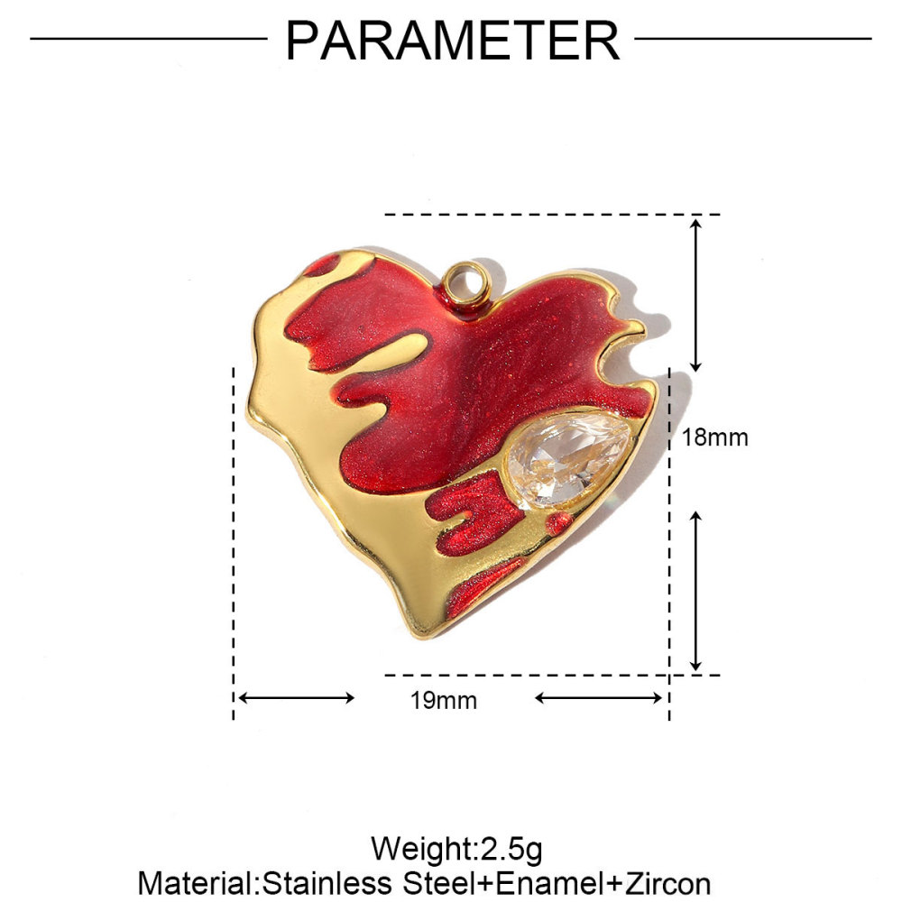 6pcs/pack Stainless Steel Enamel Love Earring DIY Charm Women Colorful Heart Necklace Pendant Waterdrop Natural Stone Jewelry