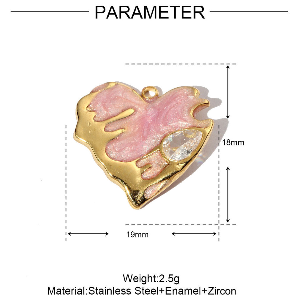 6pcs/pack Stainless Steel Enamel Love Earring DIY Charm Women Colorful Heart Necklace Pendant Waterdrop Natural Stone Jewelry