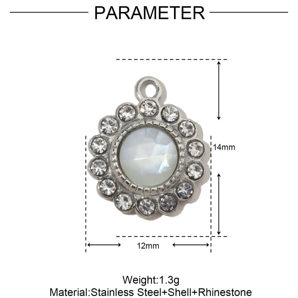 6pcs/pack French Geometric Eye Stainless Steel Necklace Pendant Women Heart Snake Diy Charm Natural Stone Flower Jewelry
