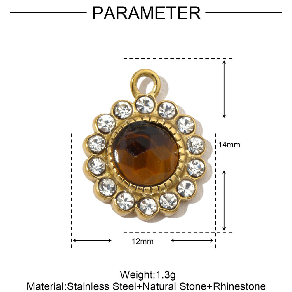 6pcs/pack French Geometric Eye Stainless Steel Necklace Pendant Women Heart Snake Diy Charm Natural Stone Flower Jewelry