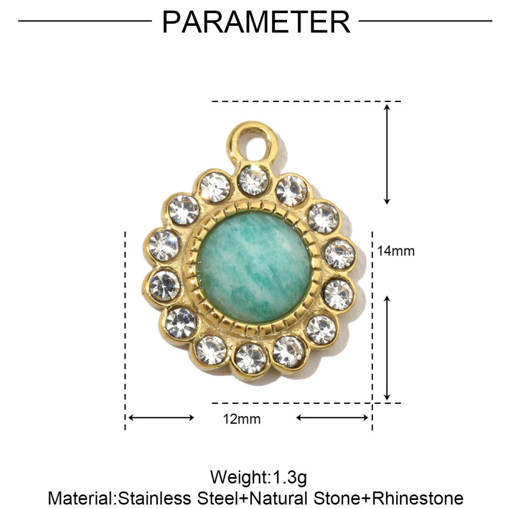 6pcs/pack French Geometric Eye Stainless Steel Necklace Pendant Women Heart Snake Diy Charm Natural Stone Flower Jewelry